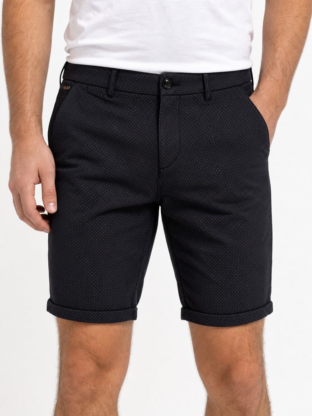 Scotch & Soda Men's Dot Chino Cuffed Hem Shorts Navy Cotton W33 Preppy Y2K Golf